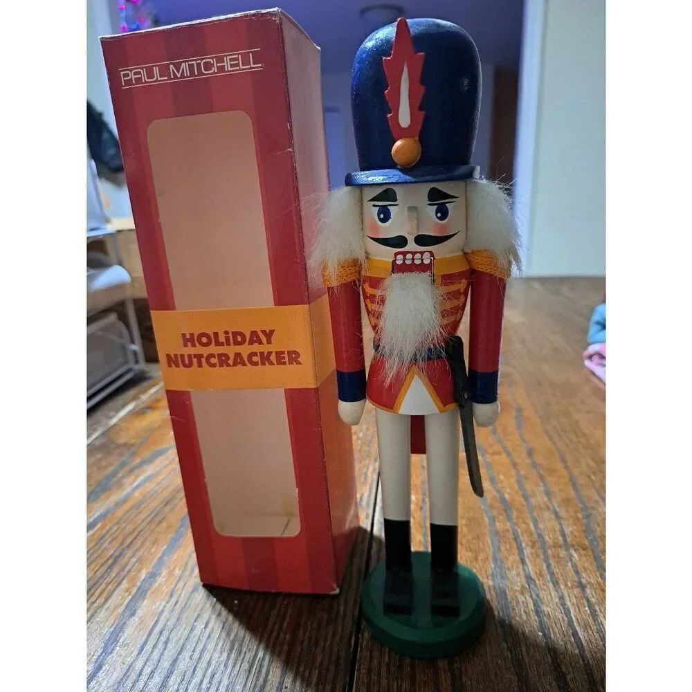 Paul Mitchell 10" Wood Christmas Holiday Nutcracker in Original Box